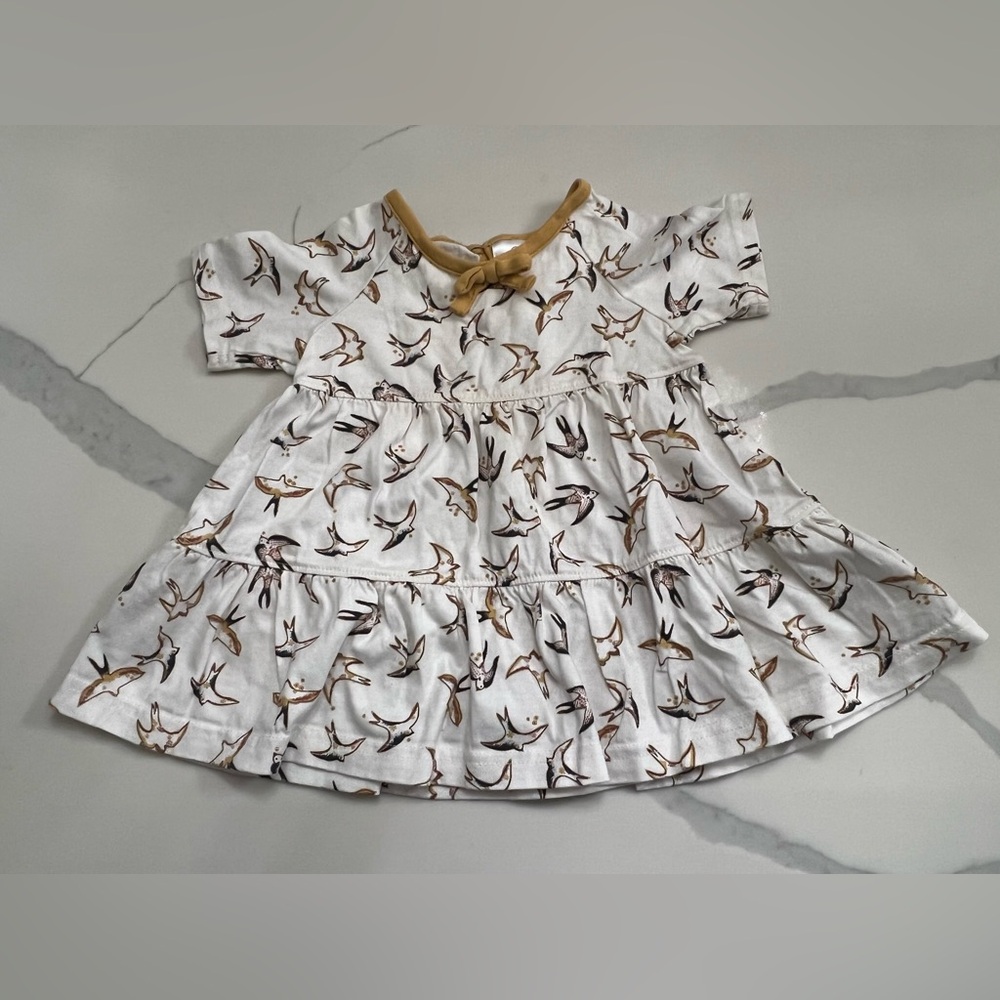 Hanna Andersson Girls Tiered Bird Print Dress Size 70 cm US 6 -12 Months